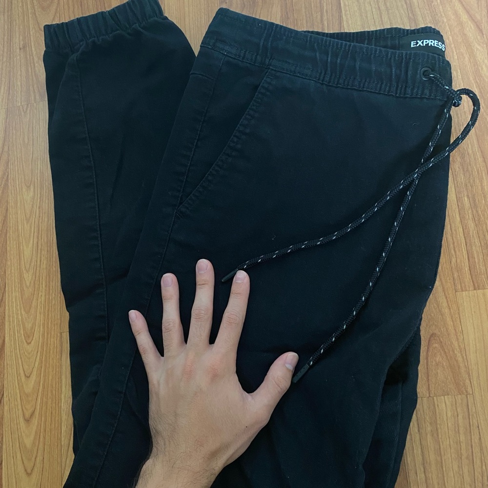 Black Express jogger pants.